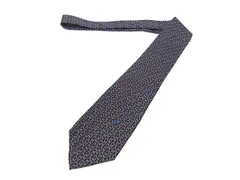 ■新品同様■ GUCCI グッチ シルク100% 総柄 ネクタイ ビジネス 紳士 メンズ ネイビー系×マルチカラー DM3165