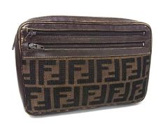 FENDI フェンディ カード入れ ズッカ柄 キャンバス レザー 名刺入れ