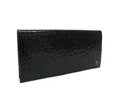 ■美品■ dunhill ダンヒル クロコダイル型押しレザー 二つ折り 長財布 ウォレット 札入れ メンズ ブラック系 DM3292