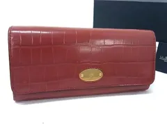 ■美品■ MULBERRY マルベリー クロコダイル型押しレザー 二つ折り 長財布 ウォレット 札入れ 小銭入れ レディース ボルドー系 DM3341のサムネイル