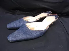 Christian Louboutin クリスチャンルブタン キャンバス×レザー ヒール パンプス サイズ35 1/2 (約22.5cm) 靴 ネイビー系 DM3405