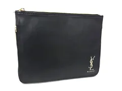 ■極美品■ YVESSAINTLAURENT イヴサンローラン BEAUTE レザー メイクポーチ マルチケース 小物入れ レディース ブラック系 DM3514