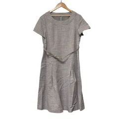 良品 Leilian レリアン ショートスリーブ ドット ワンピース 大きいサイズ 13+ グレー ピンク レディース 古着 中古 USED