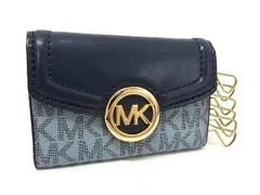 MICHAEL KORS マイケルコース レザー×PVC 6連 キーケース 鍵入れ メンズ レディース ブルー系×ライトブルー系 DM3611