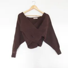 美品 Apuweiser-riche アプワイザーリッシェ クロスニット カットソー 2 ブラウン レディース 古着 中古 USED