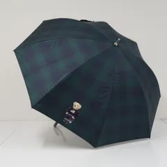 晴雨兼用日傘 POLO RALPH LAUREN ポロラルフローレン USED美品 ポロベア チェック グリーン 高級 UV 遮光 50cm S3590