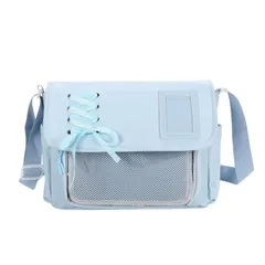 [ハルジオ] 痛バッグ ショルダー 痛バ 可愛い ショルダーバッグ 痛バック 推し活バッグ 透明 バック おしゃれ いたばっく いたば 黒 白 水色 ブラック ホワイト ブルー 推し活 ぬい 鞄 かばん 人気 かわいい シート 付属 (水色) [水色]