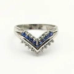 Vカットデザインリング　サファイヤ　SILVER　シルバー925　8号　2.4g