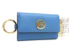 ■極美品■ MICHAEL KORS マイケルコース レザー 6連 キーケース 鍵入れ レディース メンズ ブルー系 DM4281