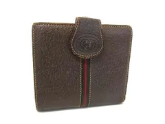 GUCCI オールドグッチ ヴィンテージ シェリーライン レザー 二つ折り がま口 財布 ウォレット 札入れ 小銭入れ ブラウン系 DM4313