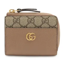 GUCCI グッチ GGマーモント GGスプリーム コンパクトウォレット L字ファスナー 財布 ピンクベージュ ベージュ ゴールド金具 658609