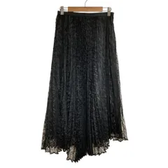 美品 LE CIEL BLEU ルシェルブルー レース プリーツ ロングスカート 36 ブラック レディース 古着 中古 USED