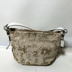 D750　COACH　コーチ　ホースアンドキャリッジ ベージュ×ホワイト　ショルダーバッグ　トート
