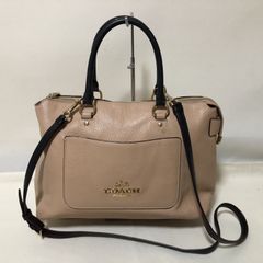 sh3451 COACH コーチ ハンドバッグ ショルダー ベージュ レザー - メルカリ