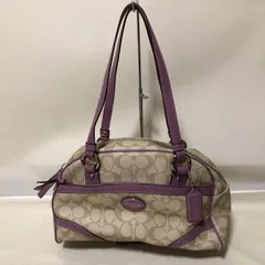 D774　COACH　コーチ　ハンドバッグ　ベージュ×パープル　