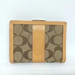 H881　COACH コーチ 二つ折り財布 シグネチャー ベージュウォレット　がま口　
