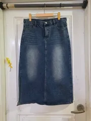 ヴィンテージ 春 デニム サイドスリット ロング丈スカート 状態良好 XL 77 まで