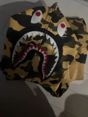 A BATHING APE® ベイプ シャーク フーディー カモフラージュ イエローカモフラ ウール サイズM