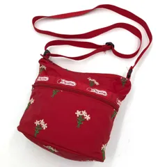 レスポートサック ショルダーバッグ 花柄 刺繍 赤 レッド ナイロン 斜め掛け