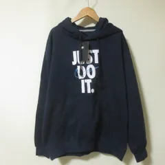 C509　タグ付き新品　NIKE　ナイキ　ロゴプリント　プルオーバー　スウエット　トレーナー　フーディー　パーカー　ネイビー　L　Just Do It