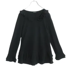 【美品！】インゲボルグ★段々レース風カットソー バラ シンプル シック 長袖 お花モチーフ♪ ブラック系 z18561