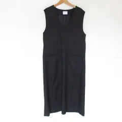 美品 SHIPS シップス any ノースリーブ ストレッチ ロングワンピース ブラック レディース 古着 中古 USED