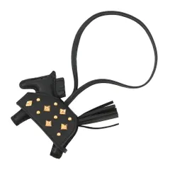 エルメス バッグチャーム ロデオPM ロベオ ロック ブラック/ゴールド金具 ラムスキン K刻印 黒