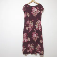 良品 LAURA ASHLEY ローラアシュレイ フラワープリント シアーワンピース 11 パープル レディース 古着 中古 USED