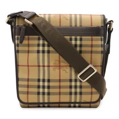 BURBERRY バーバリー ノバチェック チェック柄 ショルダーバッグ 斜め掛け PVC レザー ベージュ ブラウン ゴールド金具