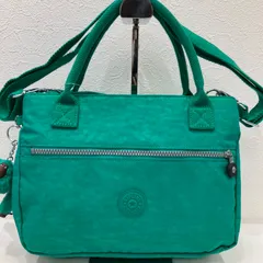 574　Kipling キプリング 2way　ショルダーバッグ　ハンドバッグ　グリーン　緑　チャーム付き　モンキー　ゴリラ　軽量　カジュアル　シンプル　ポケット多数　レディース　多機能