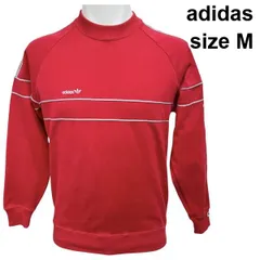 アディダス adidas スウェット  ヴィンテージ トレーナー デサント社製 1980年代 赤 綿 90-4 / JASPO M M メンズ S6C176