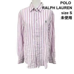 未使用 ポロラルフローレン POLO RALPH LAUREN 長袖シャツ リラックスド ストライプド リネン ピンク 白 コットン S レディース S6C175
