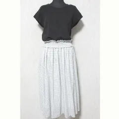 良品 Chesty チェスティ チェックスカート ドッキングワンピース 21F510 サイズ1 ブラック ホワイト レディース 古着 中古 USED