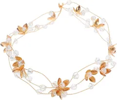 ブライダル ヘアアクセサリー パール クリスタル ゴールド ヘッドドレス 結婚式 ヘアアレンジ ワイヤー 花 ウェディング パーティー　b-333