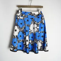 美品 Ms GRACY M'S GRACY エムズグレイシー フレア スカート 花柄 総柄 白青 1061Q★4