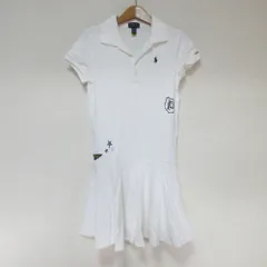 美品 Ralph Lauren ポロラルフローレン キッズ 半袖 ポロシャツワンピース L 12-14 ホワイト キッズ 古着 中古 USED