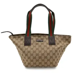 GUCCI グッチ GGキャンバス シェリーライン トートバッグ ハンドバッグ レザー カーキベージュ ダークブラウン レッド 赤 グリーン 131228