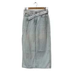 美品 Calvin Klein Jeans カルバンクラインジーンズ マキシ デニムスカート W26 ライトブルー レディース 古着 中古 USED