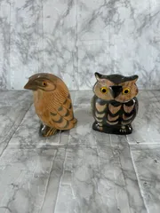 フクロウ　鳥　オブジェ　インテリア　木彫り　細工