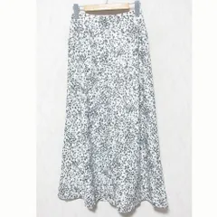 未使用 Mila Owen ミラオーウェン フラワープリントロングスカート サイズ1 ホワイト グレー レディース 古着 中古 USED