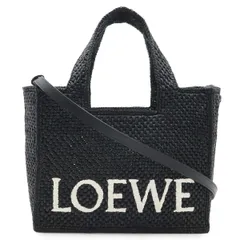 LOEWE ロエベ ロエベフォント トート スモール トートバッグ ハンドバッグ 2WAY ショルダーバッグ ラフィア ブラック 黒 ホワイト 白 A685B59X01