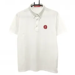 チャットバイラフアンドスウェル 半袖ポロシャツ 白×レッド CHAT ボタンダウン胸ロゴ  メンズ M ゴルフウェア rough＆swell