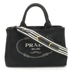 PRADA プラダ CANAPA カナパ トートバッグ 2WAY ショルダーバッグ ストライプショルダー キャンバス NERO 黒 ブラック 国内ブティック購入品 1BG439