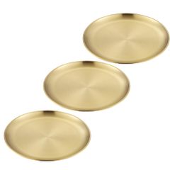 ☆ トレー ステンレス 小物入れ 丸型 皿 スチールトレー 軽量 ゴールド
