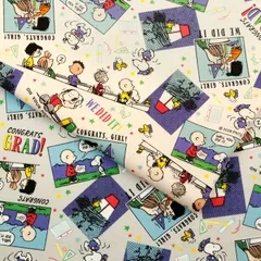 スヌーピー スクールズアウト オックス生地  Snoopy キャラクター 入園 入学 エプロン 人気 スクールバッグ ハンドメイド 裁縫 手作り 50cm単位