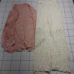 ◇ ⊂ ローリーズファーム LOWRYS FARM レースパンツ＆シアーシャツセット ピンク系 レディース E  【1602130000357】