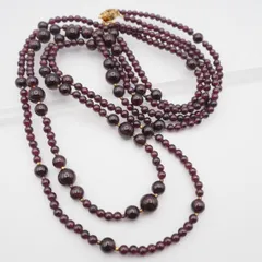 R478 ガーネット SILVER刻印 ネックレス 2連 ゴールドカラー デザイン シルバー 1月誕生石