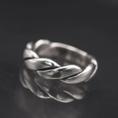 R723 ヴィンテージ 925S刻印 リング 編み込み デザイン シルバー 指輪 11号