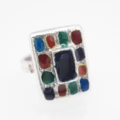 R942 Jean Paul GAULTIER ジャンポールゴルチエ SILVER刻印 リング マルチカラー エナメル デザイン シルバー 指輪 13号