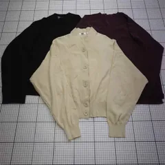 ◇ Θ ユニクロ UNIQLO U XLサイズ カーディガン3点セット ベージュ系 ブラック系 ワイン系 レディース E  【1602130000777】